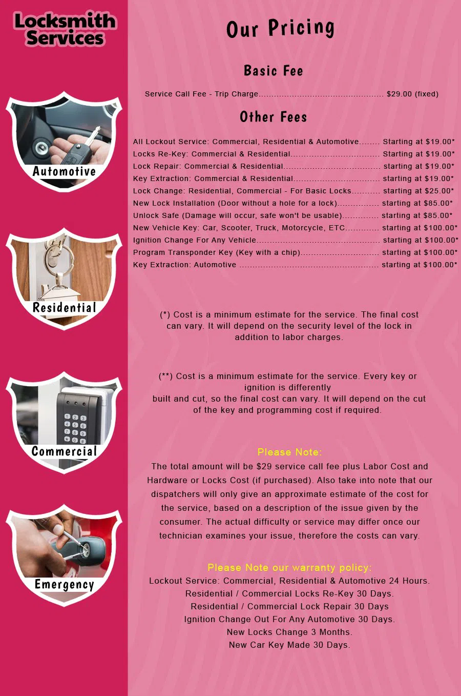 Perth Amboy NJ Locksmith Store Perth Amboy, NJ 732-710-4325 - price-list-c-18